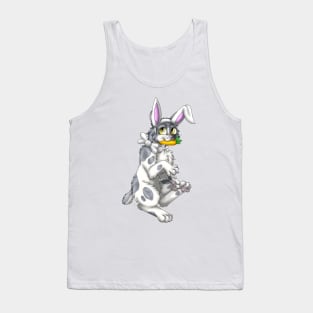 Bobtail BunnyCat: Grey Bicolor (White) Tank Top